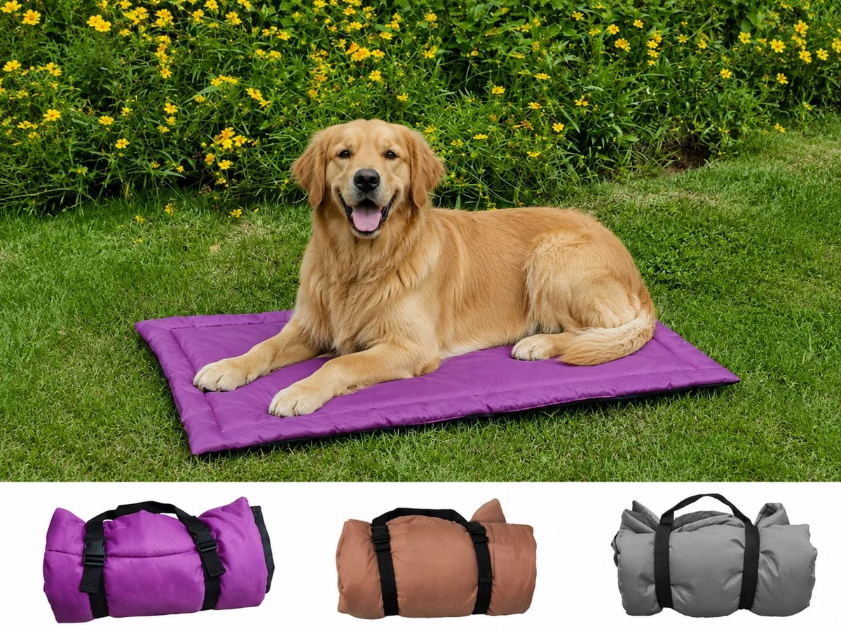 Alfombra plegable enrollable para perros con asa