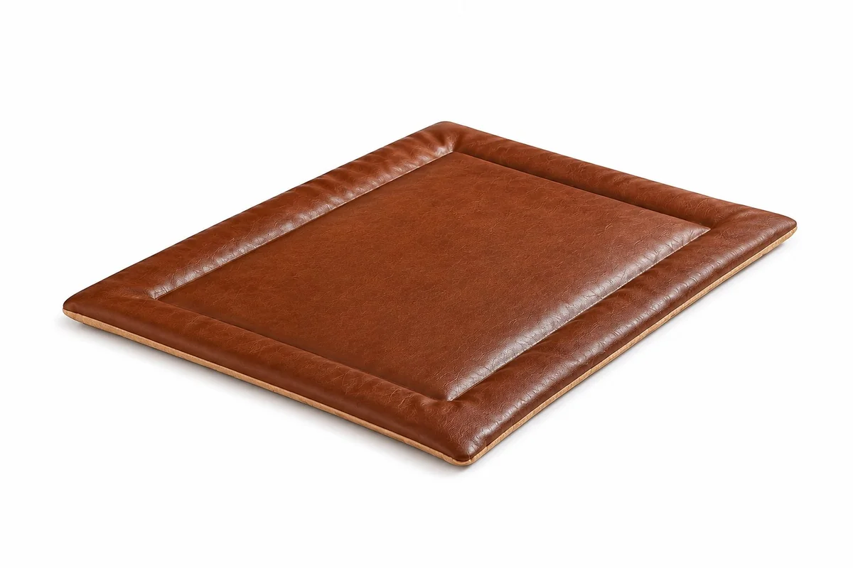 Cama colchoneta para perros PU cuerina café cognac