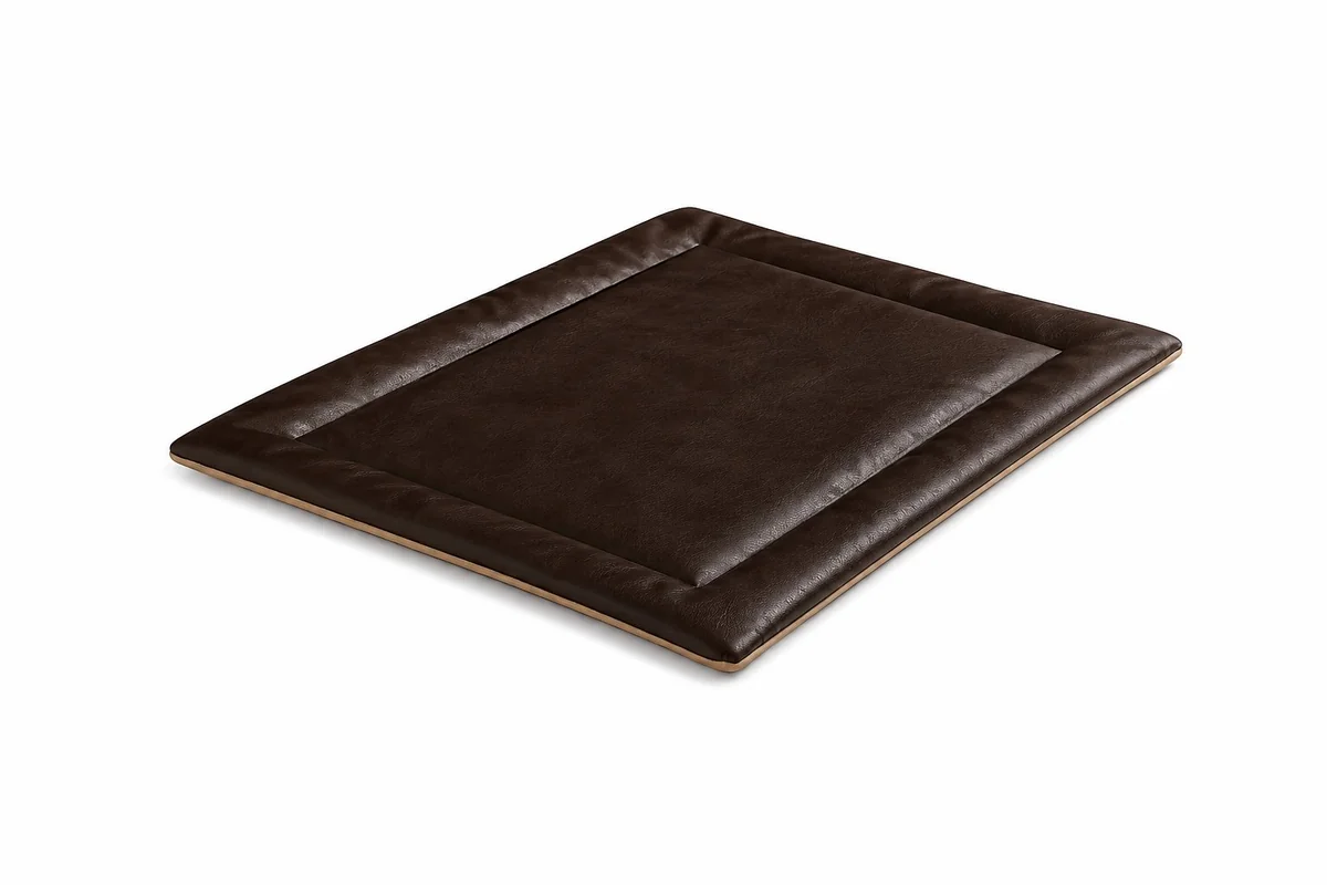 Cama plana para perros PU cuerina marrón chocolate