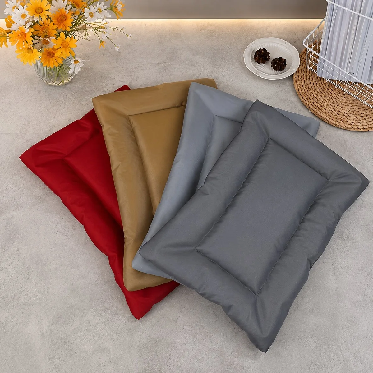 Cama de tela raquelada para perros 4 colores