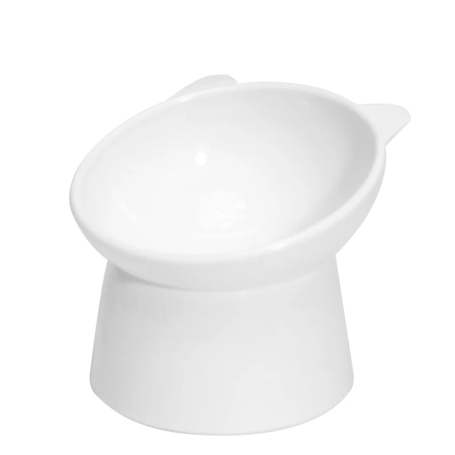 Comedero elevado para gatos con orejas plástico ABS blanco