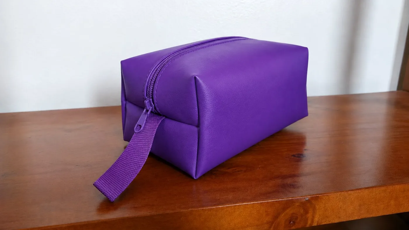 Cosmetiquero PU símil cuero blando color morado púrpura regalo mujer corporativo Chile