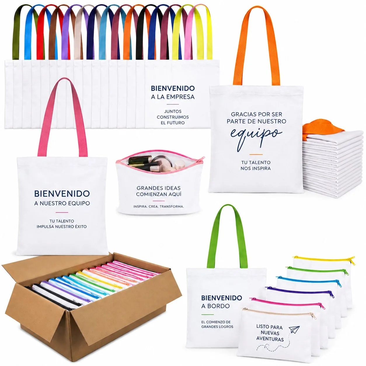 Pack bolsa estuche sublimado kit bienvenida empresa colaborador corporativo Chile