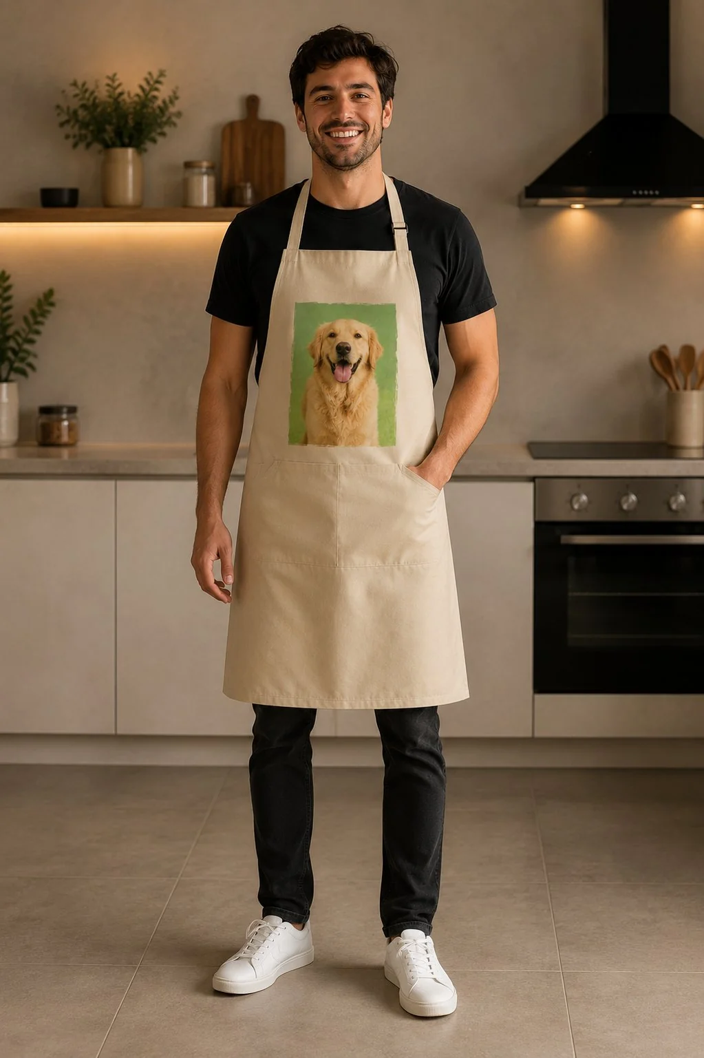 Pechera de cocina personalizada con foto de mascota
