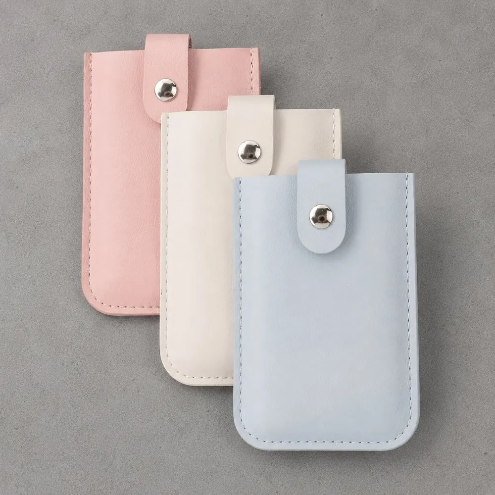 Portatarjeteros PU cuero pastel rosa beige celeste